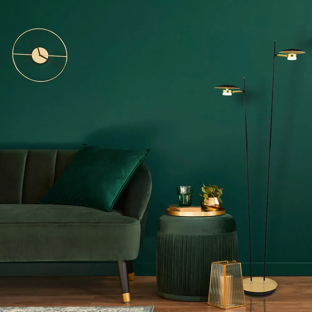 Pie Salon Ciudad Del Cabo 2l 12w 4000k Negro/oro150x30x25 Cm 1080 Lm Dirigible Y Orientable