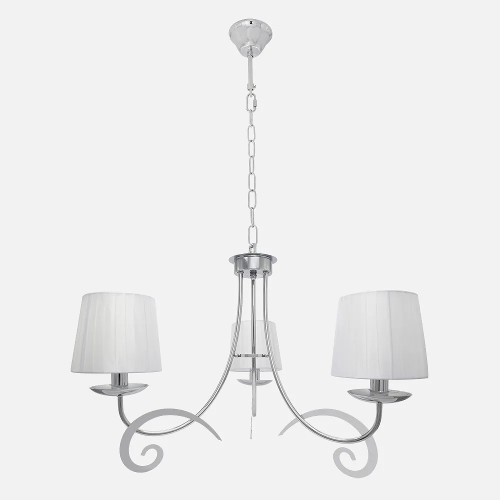 155253020 - Candeeiro Luxor 3xe14 Cromado. Branco Regx58x58 Cm