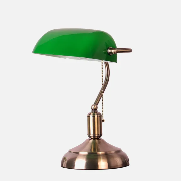 Sobremesa Abogado 1xe27 Cuero/verde 38x26x18 Cm