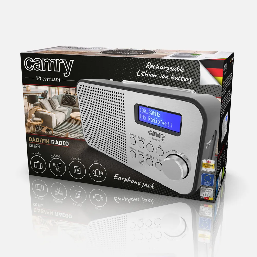 Radio Portátil Fm/Dab/Dab+ Alarma Batería 2000Mah  Carga Micro Usb Toma Auriculares