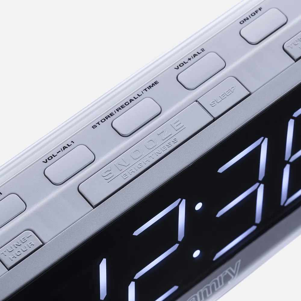 Radio Reloj Pll Am/fm Led 1'8 Brillo Ajustable 20  Memorias Funcion Repeticion Y Sueño