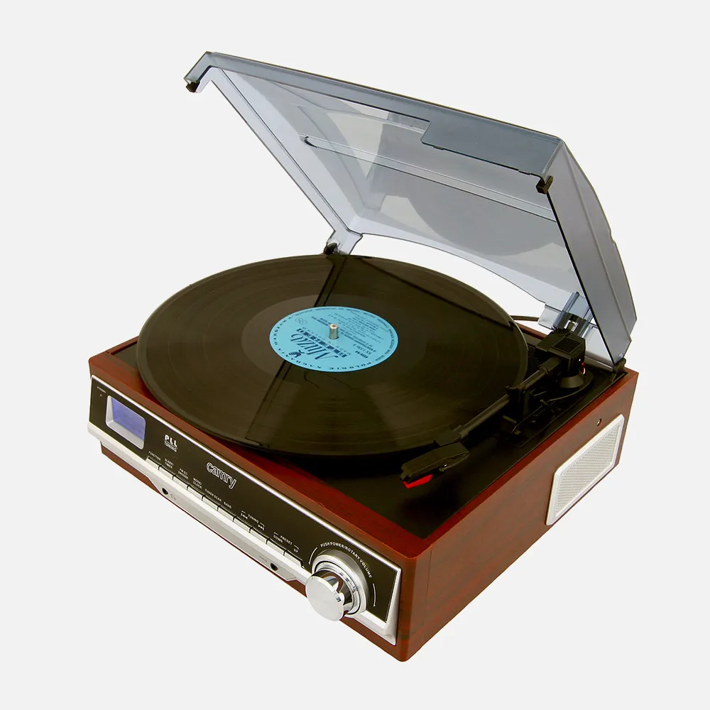 Tocadiscos 33/45/78 Rpm Lcd Radio Am/fm Pll  Estereo Entrada Auxiliar Despertador
