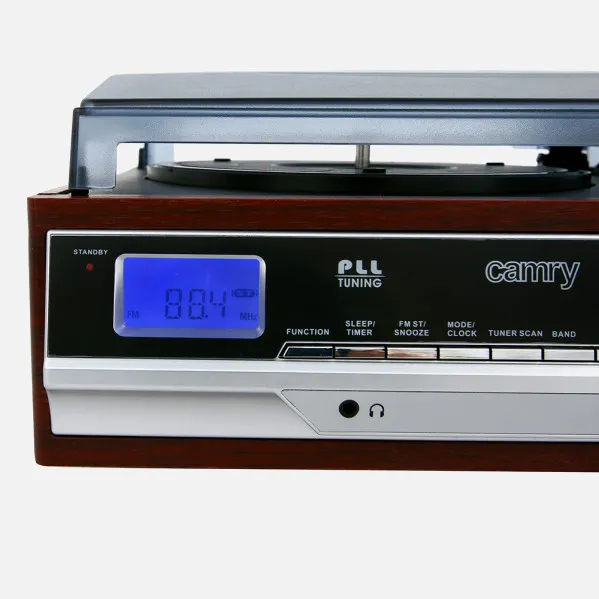 Tocadiscos 33/45/78 Rpm Lcd Radio Am/fm Pll  Estereo Entrada Auxiliar Despertador