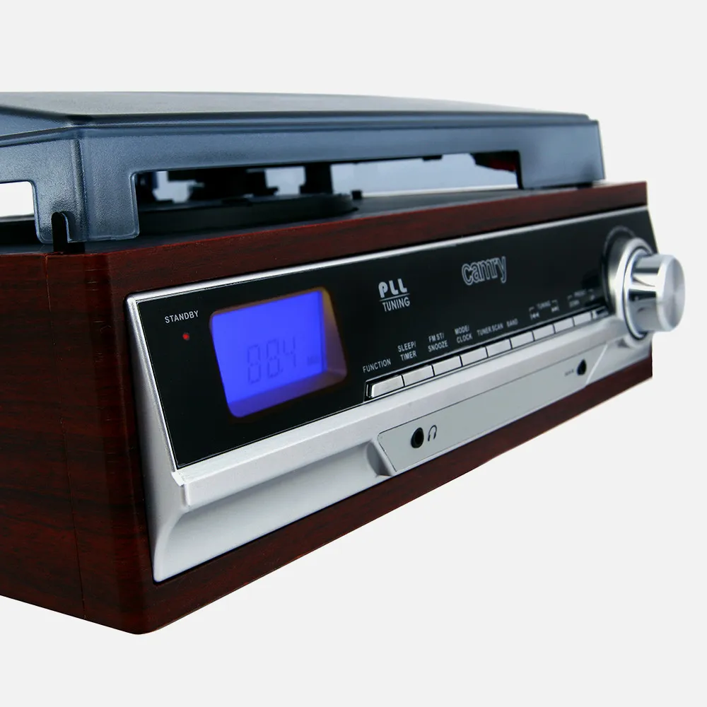Tocadiscos 33/45/78 Rpm Lcd Radio Am/fm Pll  Estereo Entrada Auxiliar Despertador