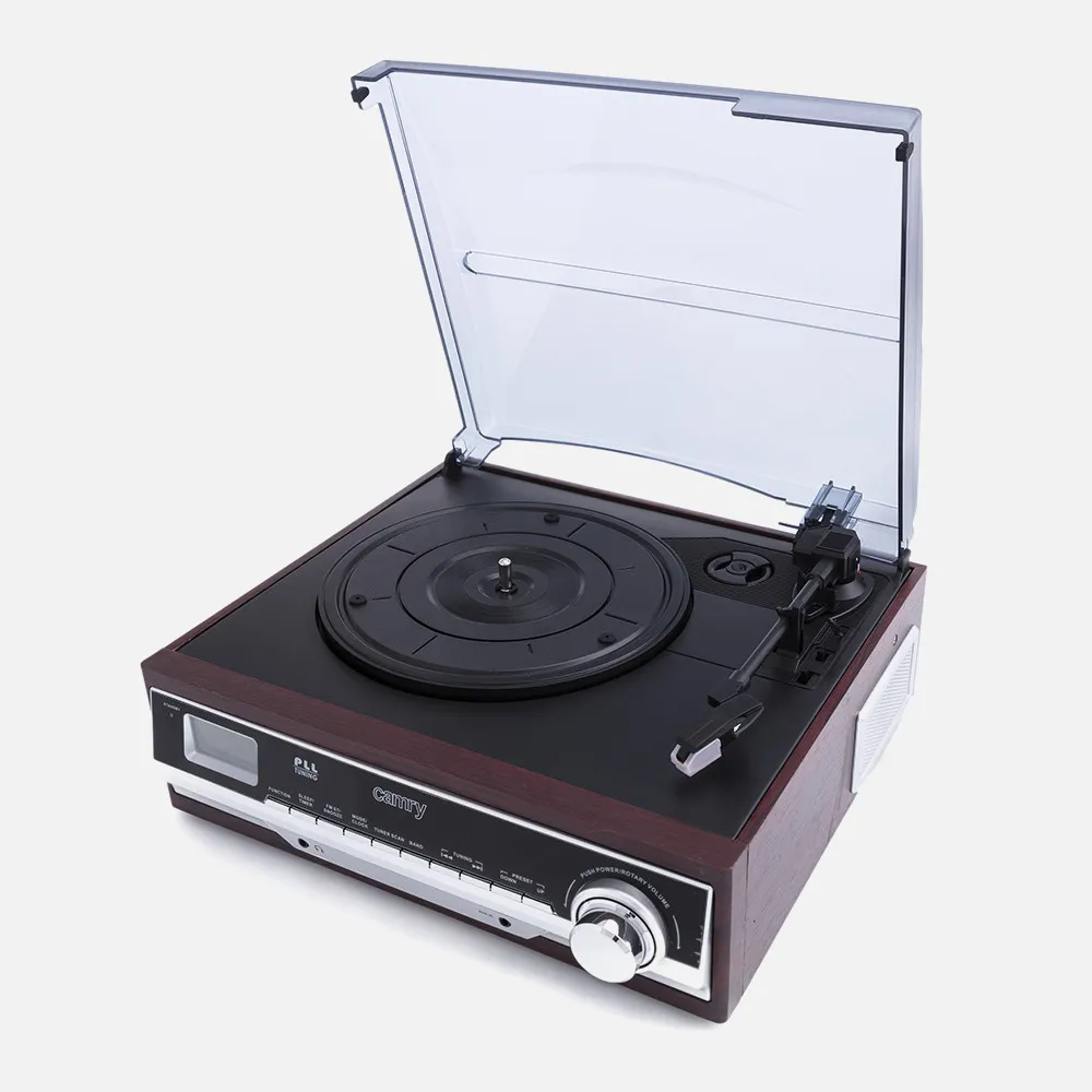 Tocadiscos 33/45/78 Rpm Lcd Radio Am/fm Pll  Estereo Entrada Auxiliar Despertador