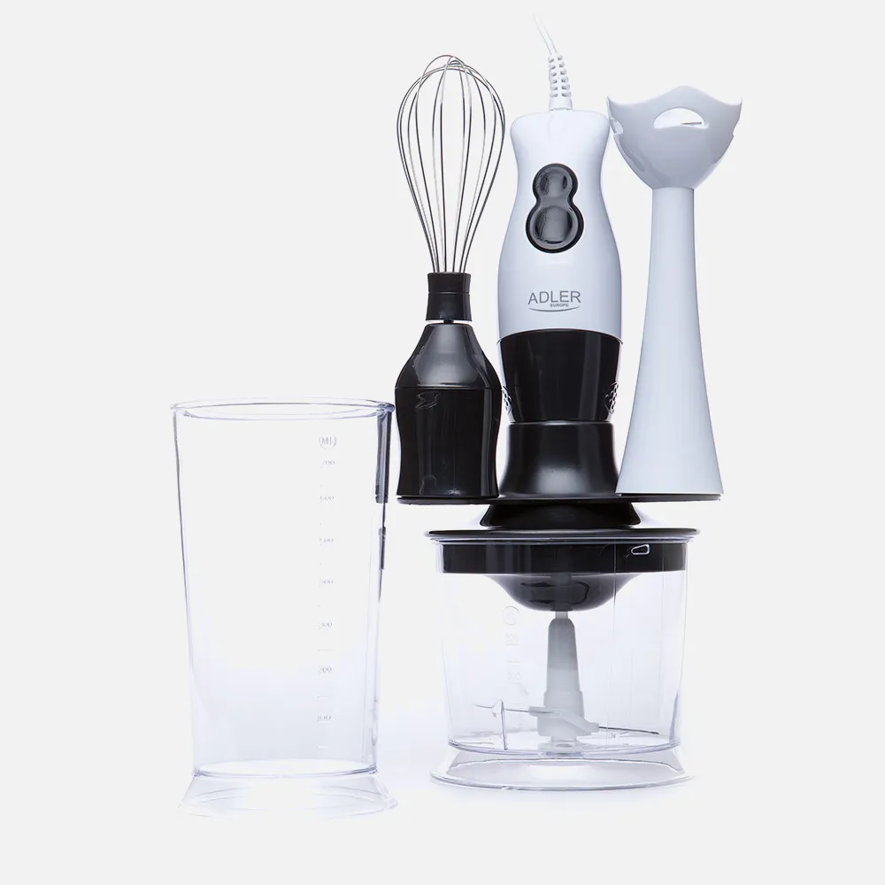 Batidora De Mano + Set 500w Cuch. Ac. Inox. 2 Vel.  Taza Picadora 500ml Taza Medidora 700ml