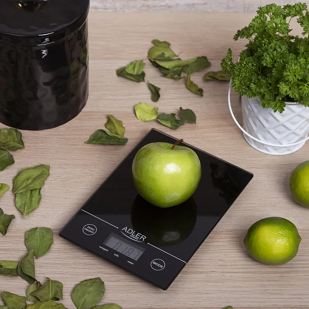 Bascula Cocina Lcd 14x20cm Cap.Max. 5kg Negro Tara Apagado Autom./Man. Precision 1G Pilas