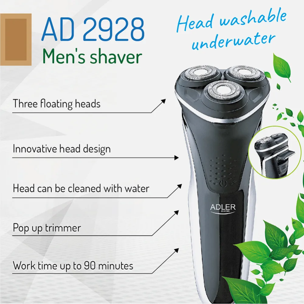 Afeitadora 3 Cabezales 8h Carga Usb 90min De Uso  Recortador Plegable Cabezal Impermeable