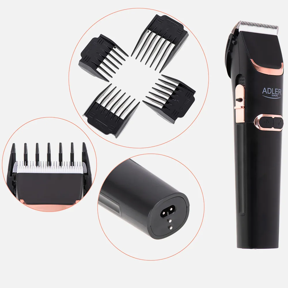 Cortapelos Hoja Acero/ceramica 40w 4 Peines Turbo  Pantalla Lcd Bateria Y Red