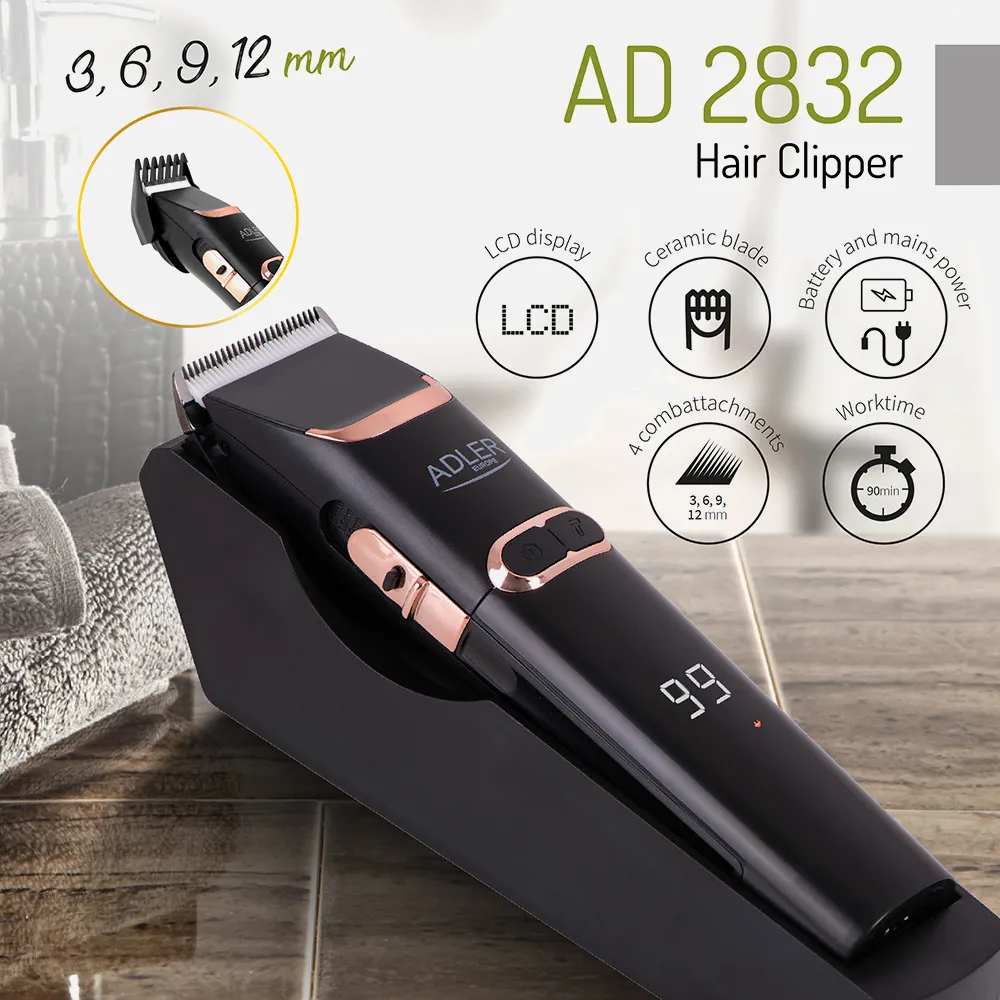 Cortapelos Hoja Acero/ceramica 40w 4 Peines Turbo  Pantalla Lcd Bateria Y Red