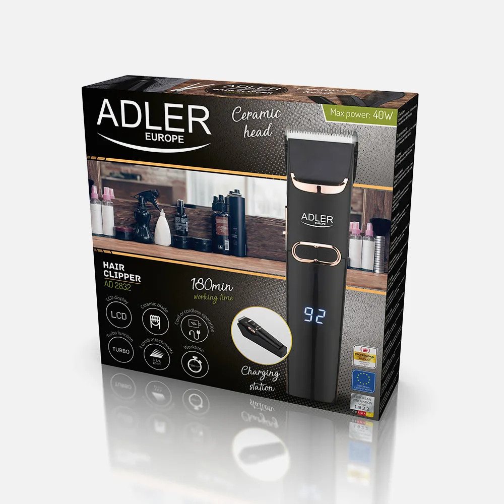 Cortapelos Hoja Acero/ceramica 40w 4 Peines Turbo  Pantalla Lcd Bateria Y Red