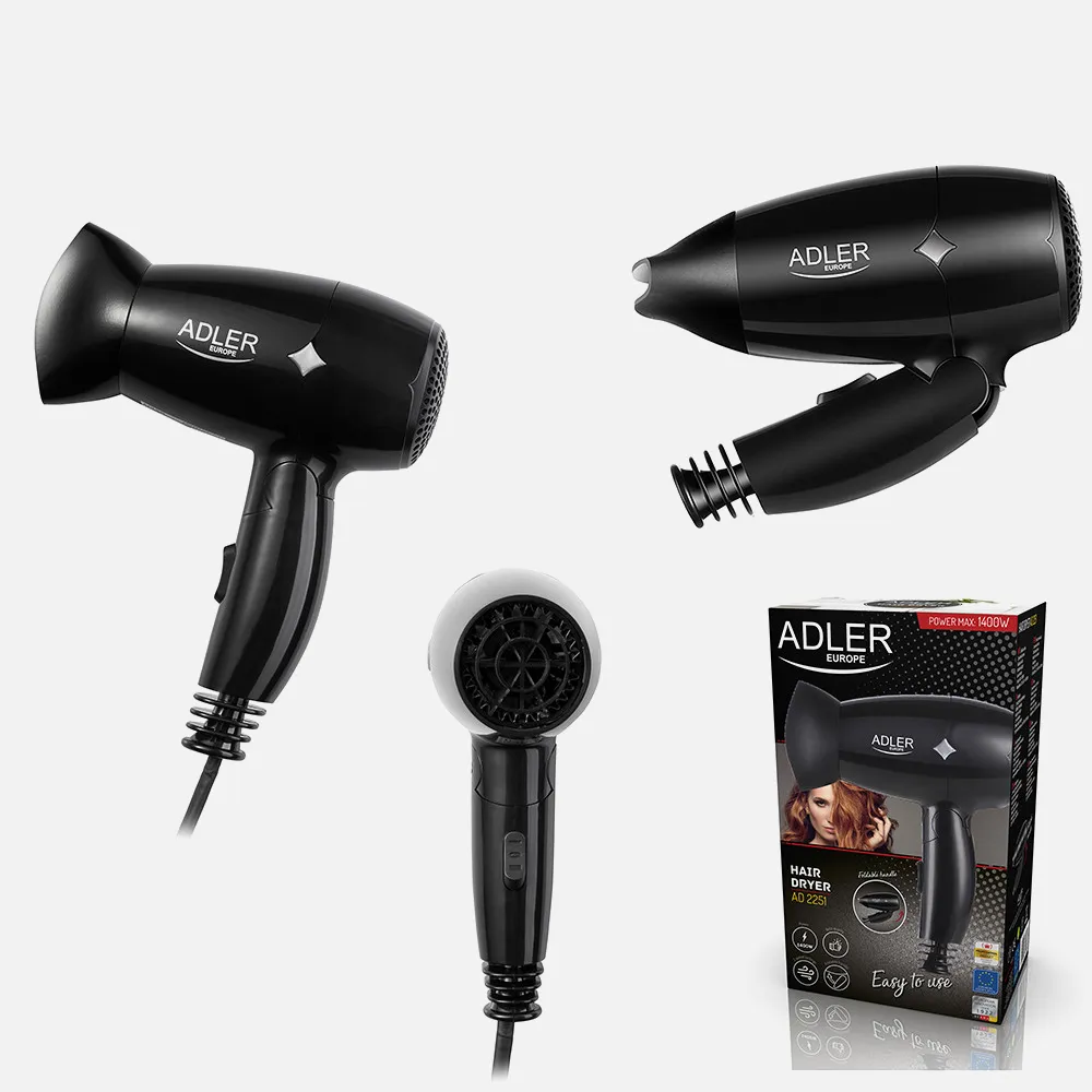 Secador 1400w 2 Niv. Velocidad Y 2 Niv. Calor  Asa Plegable Concentrador Moderno