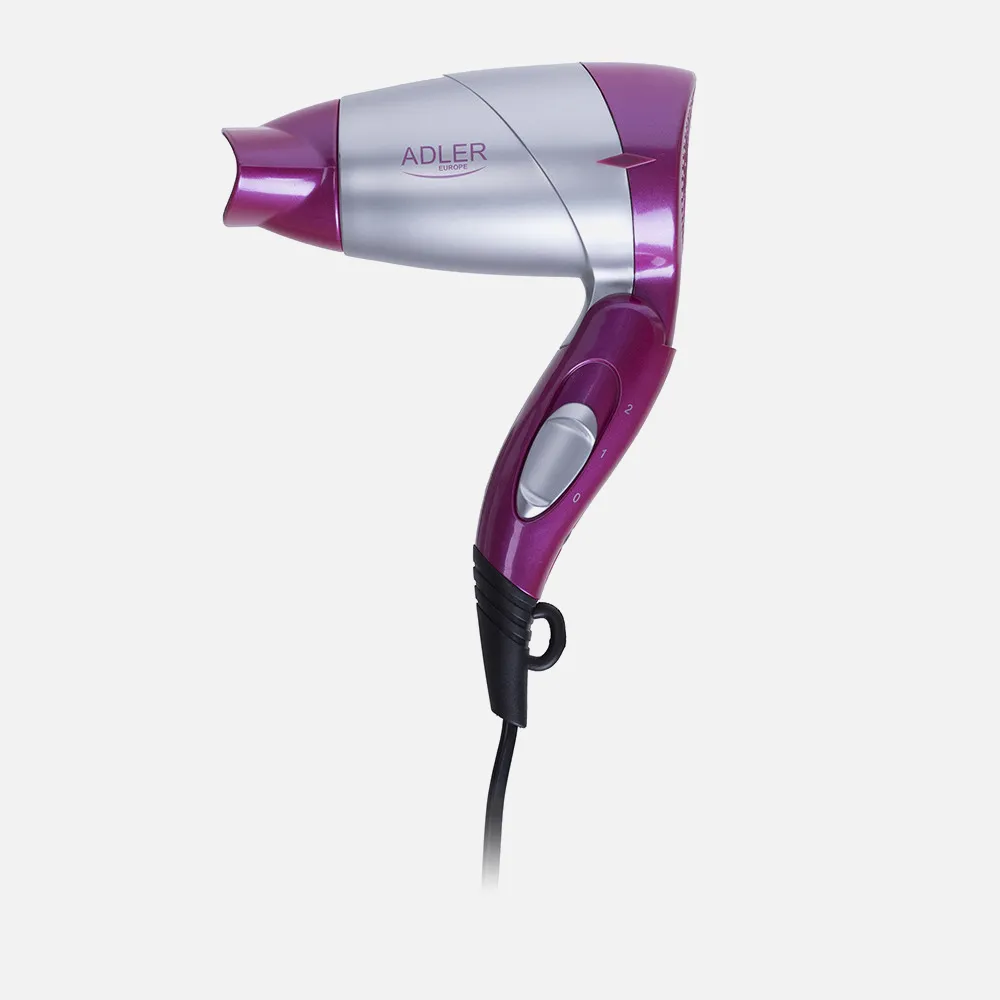 Secador 1300w 2 Niv. Fuerza Asa Plegable Rosa  Concentrador Aire Diseño Moderno