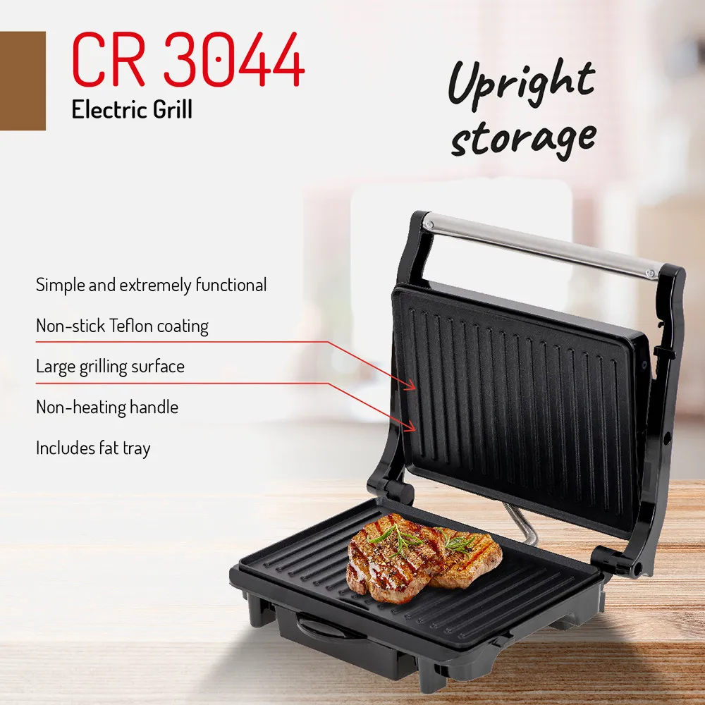 Grill Teflon Antiadherente 2100w Bandeja Goteo  Mango Tacto Frio Almacenam. Vertical