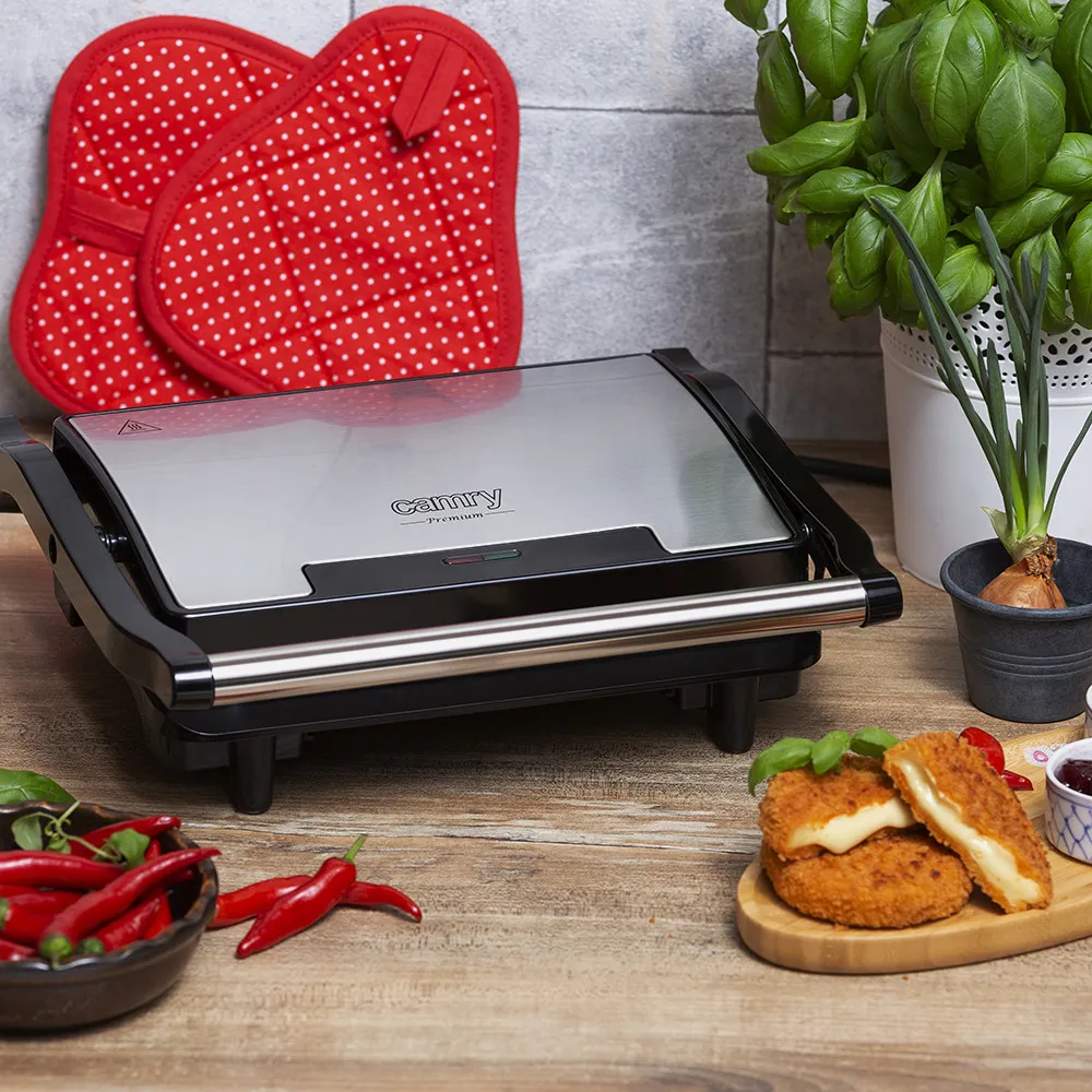 Grill Teflon Antiadherente 2100w Bandeja Goteo  Mango Tacto Frio Almacenam. Vertical
