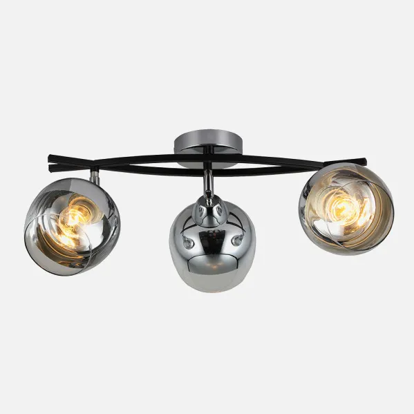 Batten light Denali 3xe27 Chrome/black 24x45x14 Cm
