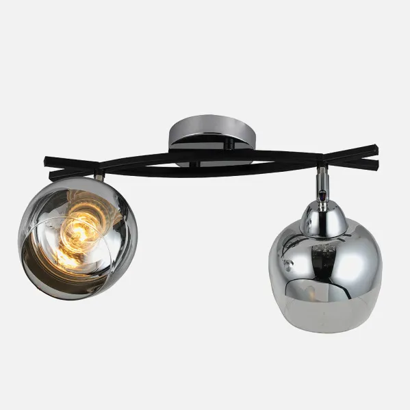 Batten light Denali 2xe27 Chrome/black 24x38x14 Cm