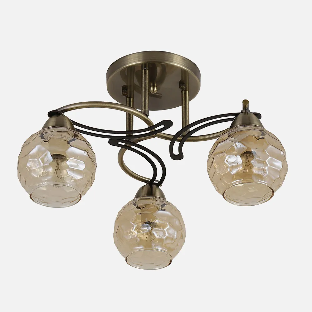 Lampara Etna 3xe14 Cuero/roble 23x33x33 Cm