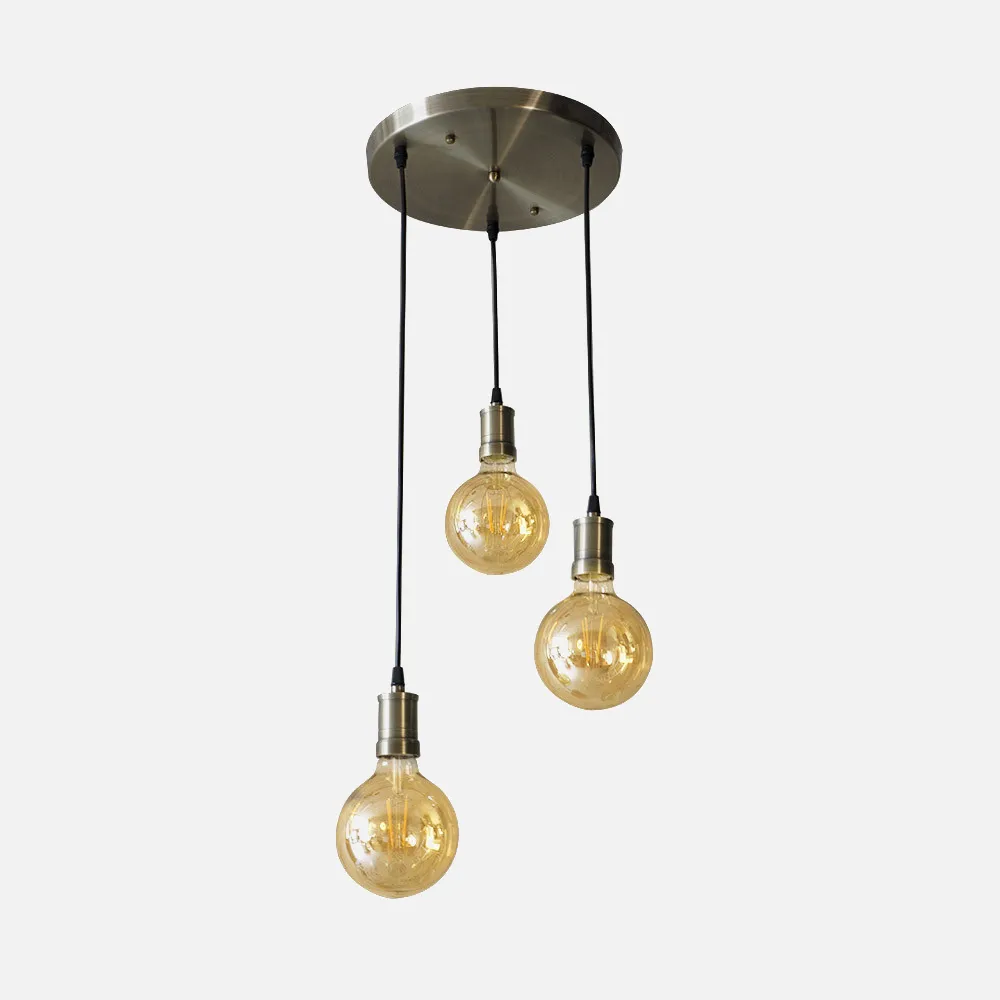 166783014 - Lampara Celso 3xe27 Cuero/ambar Bombillas  Incluidas 24w 2700k 2250lm Regx36x36 Cm