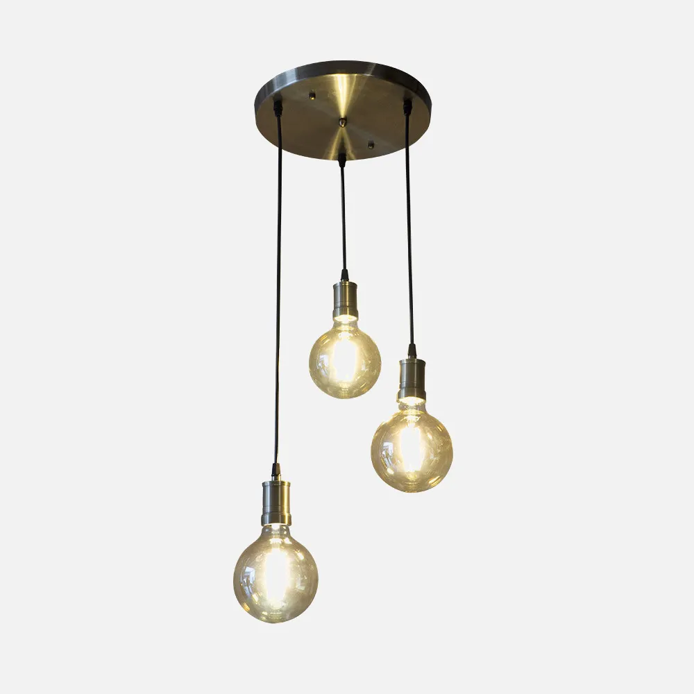 Lampara Celso 3xe27 Cuero/ambar Bombillas  Incluidas 24w 2700k 2250lm Regx36x36 Cm