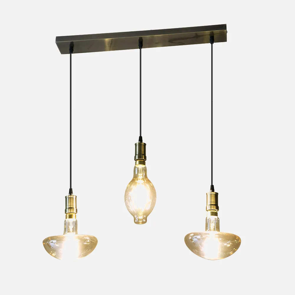 Lampara Dante 3xe27 Cuero/ambar  Bombillas  Incluidas 24w 3000k 1920lm Regx84x19,6 Cm