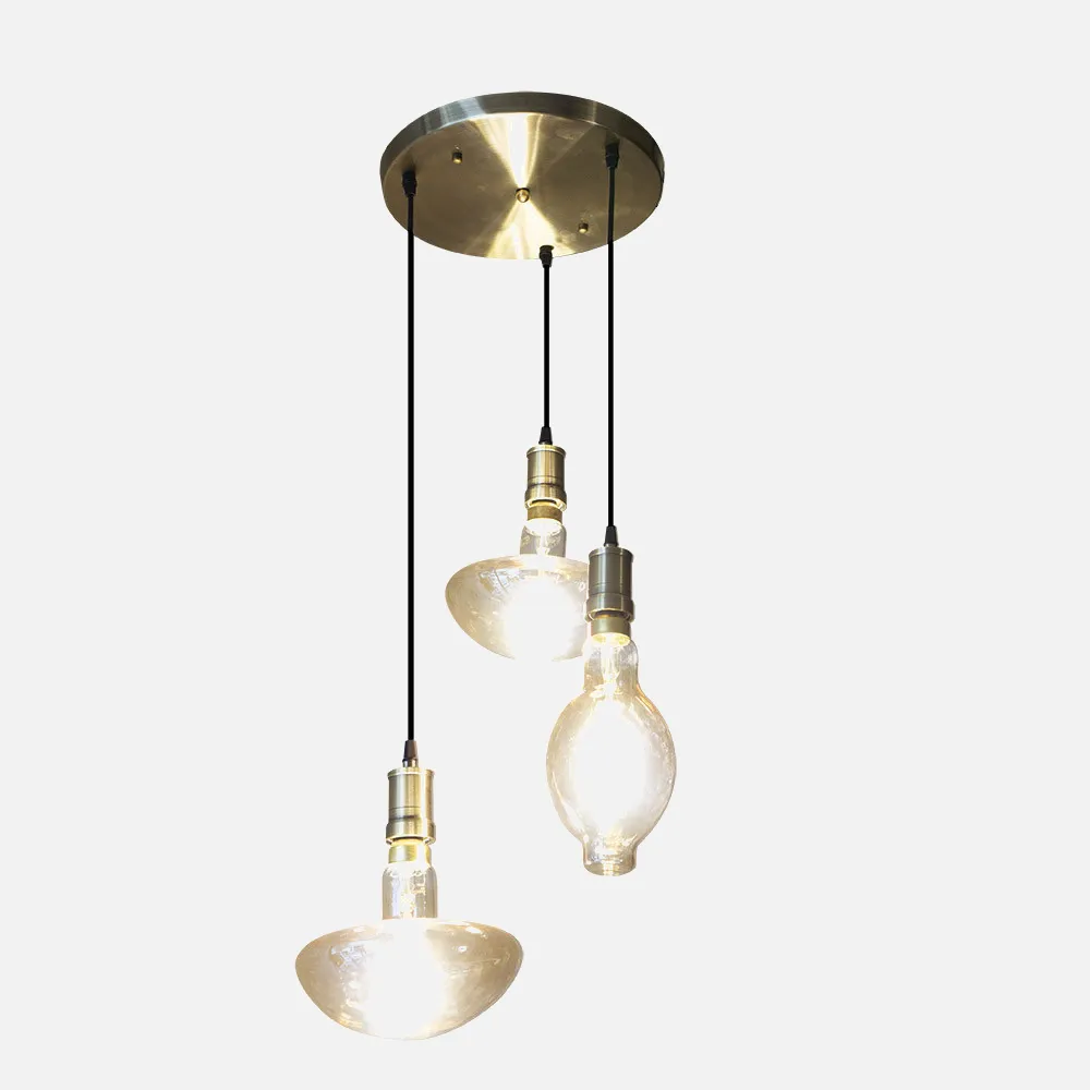 Lampara Dante 3xe27 Cuero/ambar Bombillas  Incluidas  24w 3000k 1920lm Regx45x45 Cm