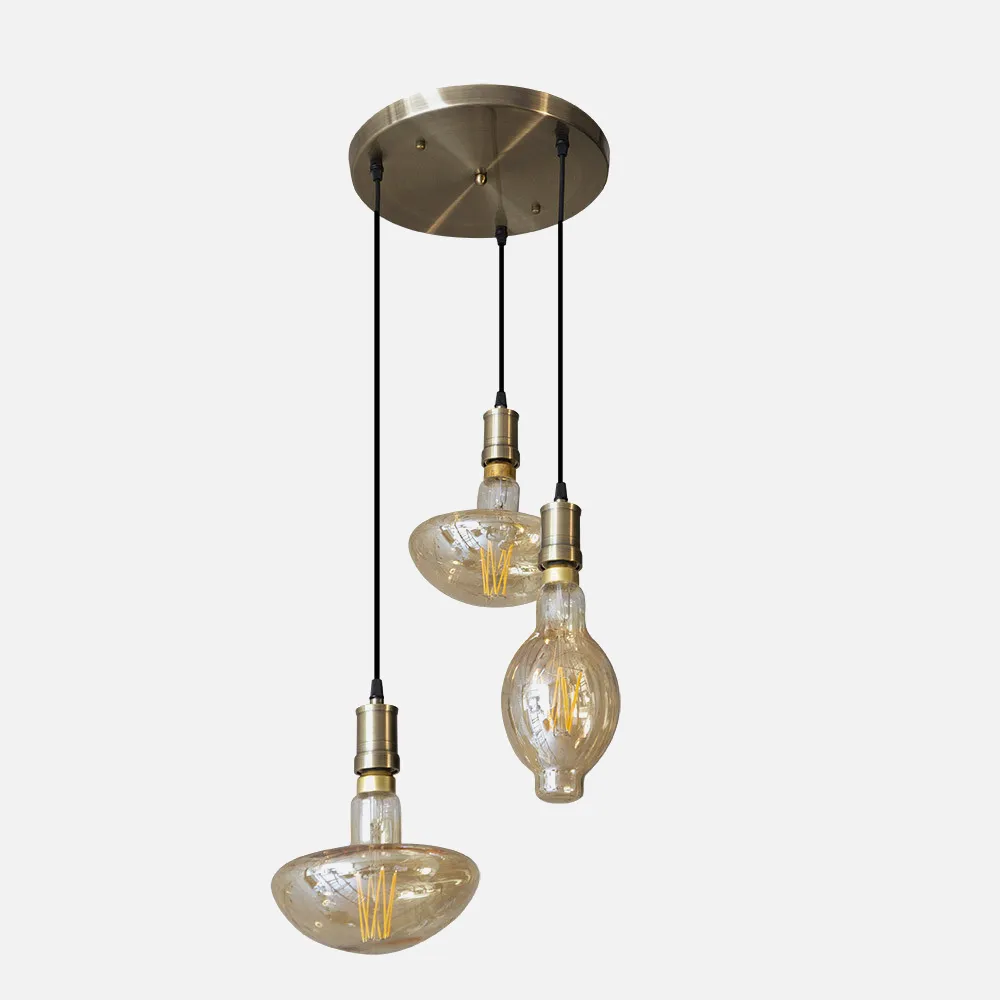 Lampara Dante 3xe27 Cuero/ambar Bombillas  Incluidas  24w 3000k 1920lm Regx45x45 Cm