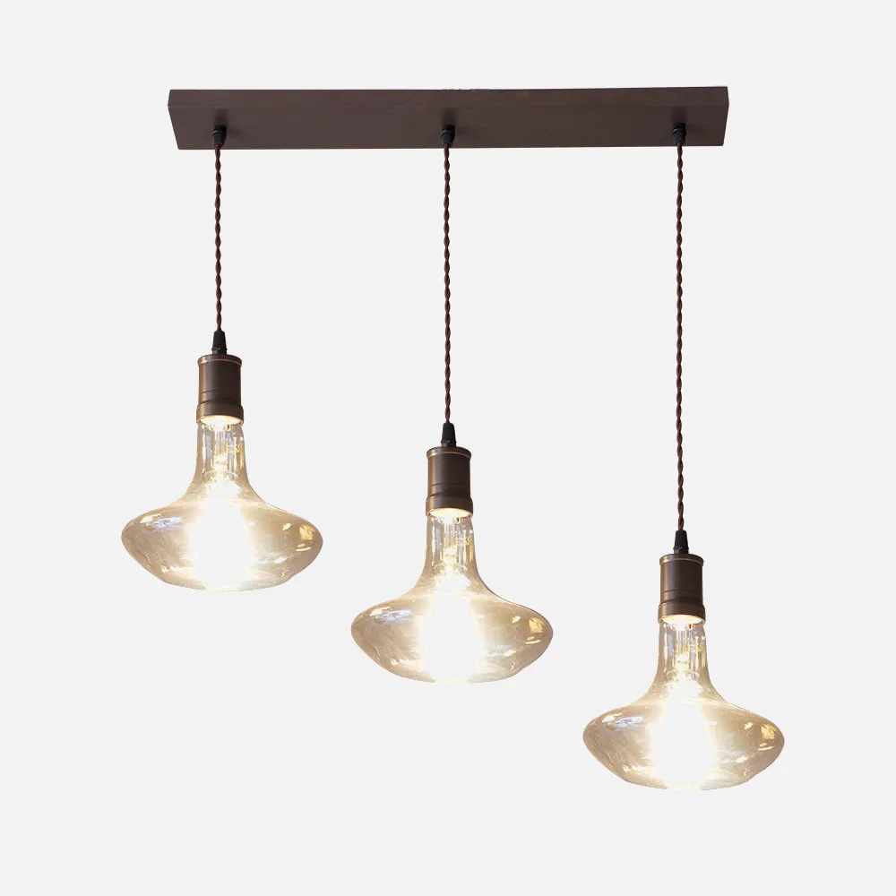 Lampara Dacio 3xe27 Marron/ambar  Bombillas   Incluidas 24w 3000k 1920lm Regx70x19 Cm