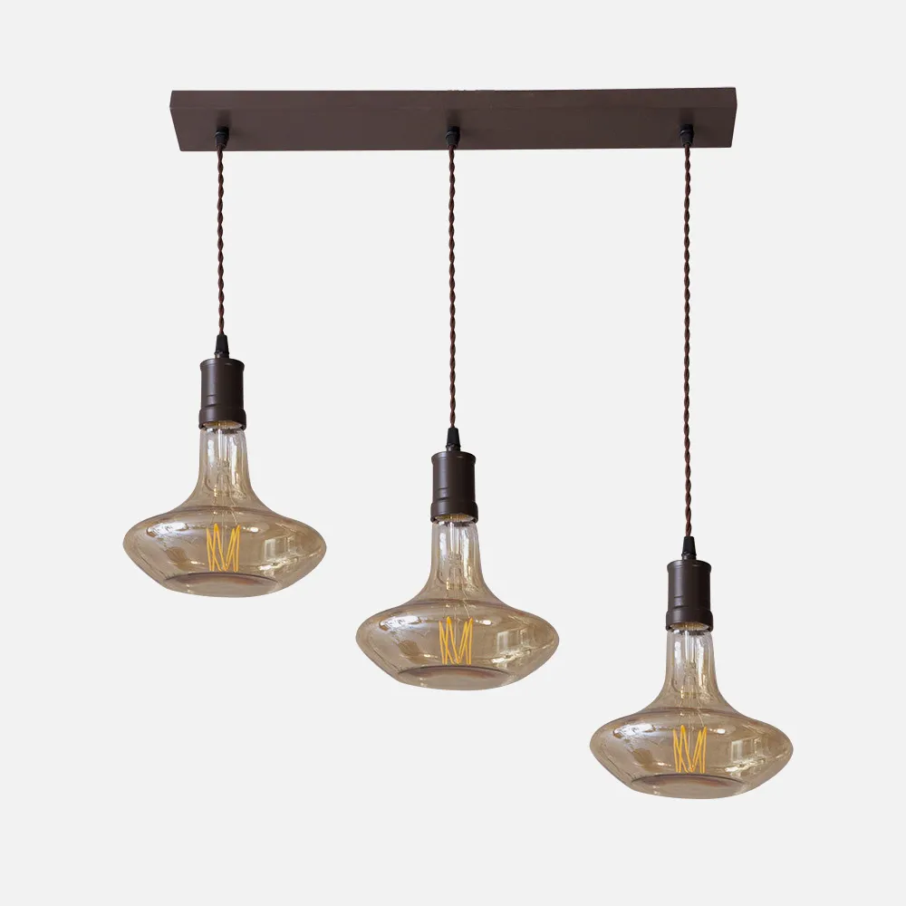 Lampara Dacio 3xe27 Marron/ambar  Bombillas   Incluidas 24w 3000k 1920lm Regx70x19 Cm