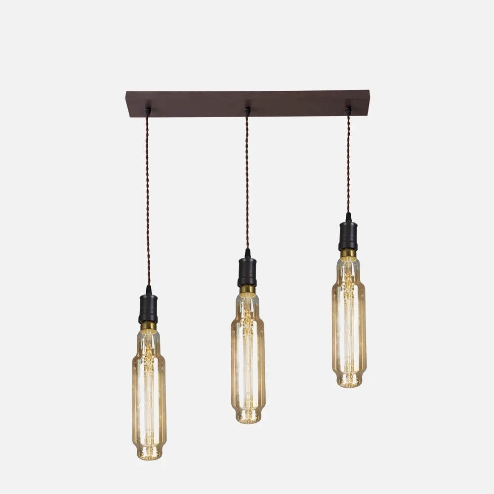 Lampara Elio 3xe27 Marron/ambar  Bombillas   Incluidas 24w 3000k 1920lm Regx64x8 Cm