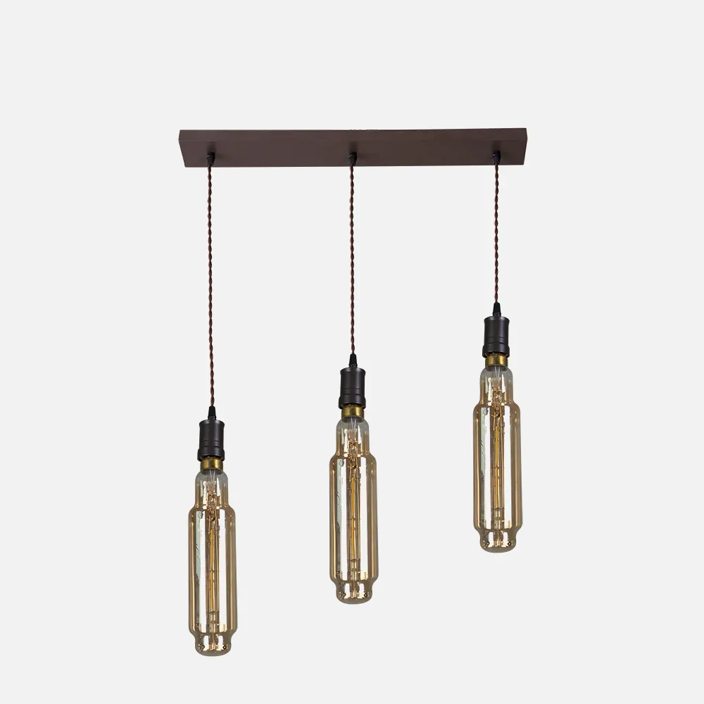 167093002 - Lampara Elio 3xe27 Marron/ambar  Bombillas   Incluidas 24w 3000k 1920lm Regx64x8 Cm
