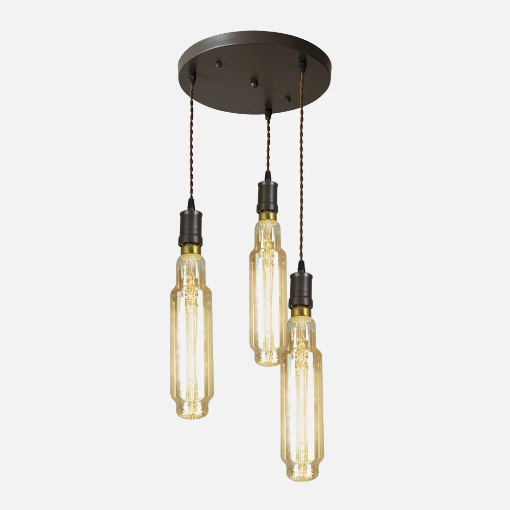 Lampara Elio 3xe27 Marron/ambar Bombillas Incluidas 24w 3000k 1920lm Regx30x30 Cm