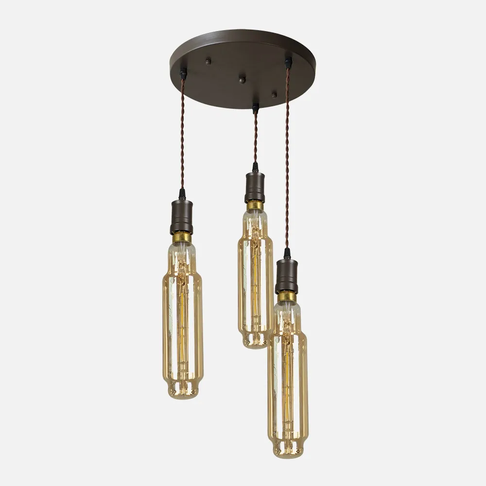 Lampara Elio 3xe27 Marron/ambar Bombillas Incluidas 24w 3000k 1920lm Regx30x30 Cm