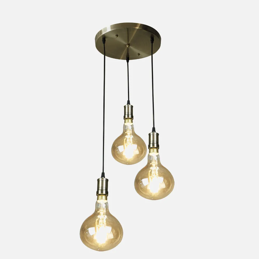 Lampara Sira 3xe27 Cuero/ambar Bombillas   Incluidas 24w 3000k 1920lm  Regx36x36 Cm