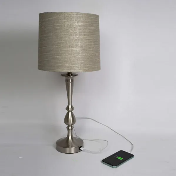 Table lamp Khalifa 1xe27 Nickel 60´5x28x28 Cm Port Usb