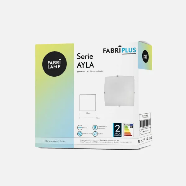 Plafon Cuadrado Ayla 3xe27 Blanco 40x40x7 Cm