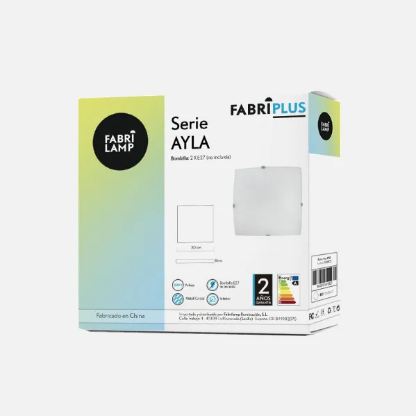 Plafon Cuadrado Ayla 2xe27 Blanco 30x30x7 Cm