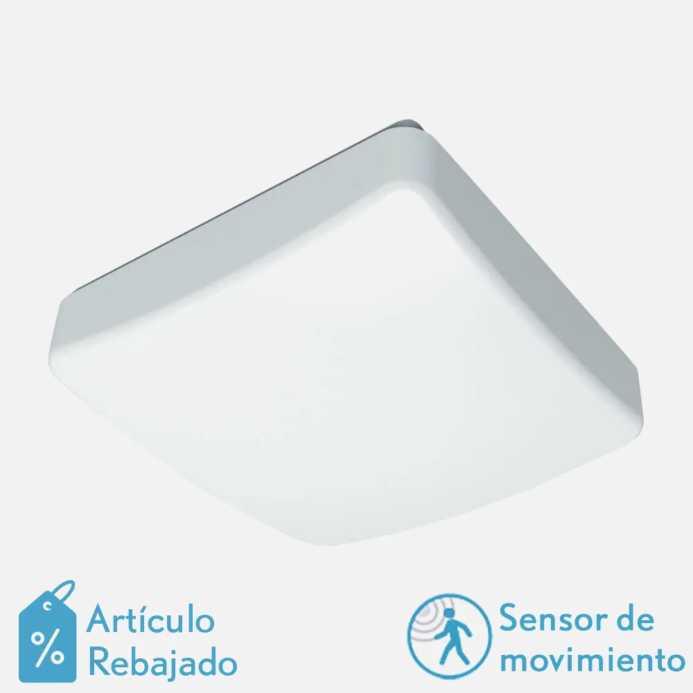 Plafon Cuadr Led 18w 4000k Con Sensor Surf 1800lm  Alcance 8m - 360º 6,5x32x32