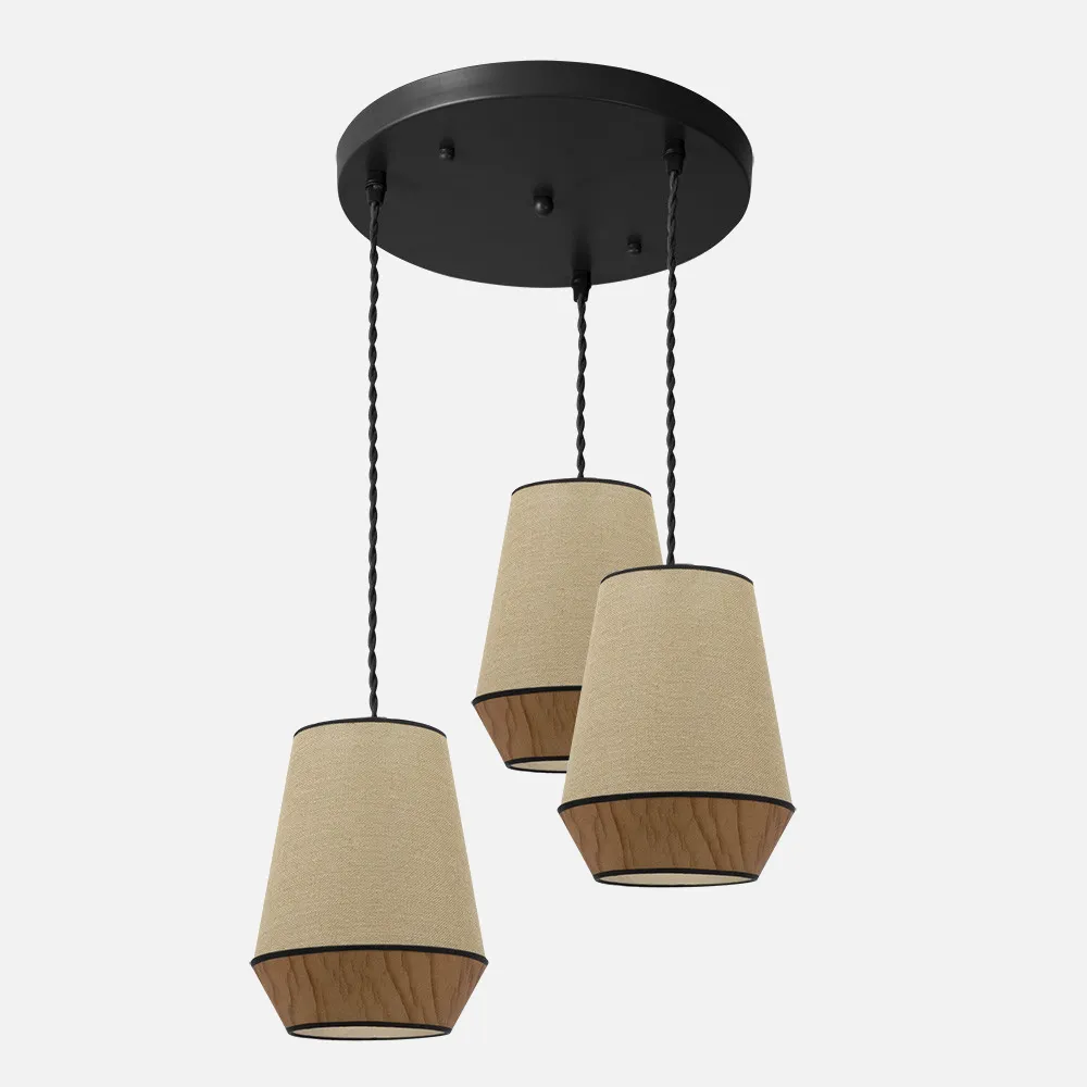 173983002 - Plafon Campana 3xe27 Saco/marron Regx36x36 Cm