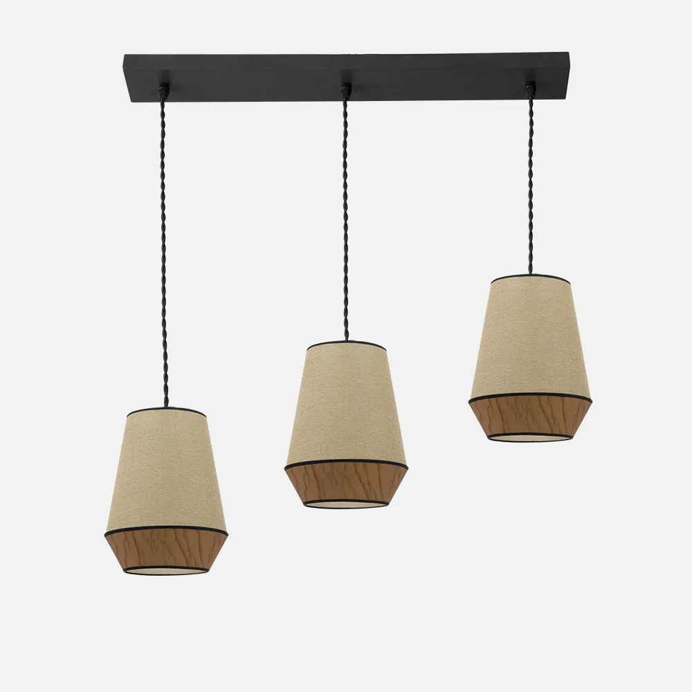 173993102 - Regleta Campana 3xe27 Saco/marron Regx66x12 Cm