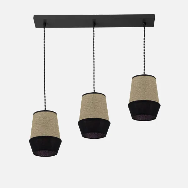 Regleta Campana 3xe27 Saco/negro Regx66x12 Cm
