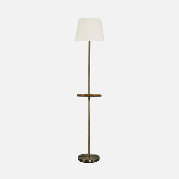 Suporte de mesa de café em couro 1xe27 Beige c/ mesa lateral embutida 168x30x30 Cm