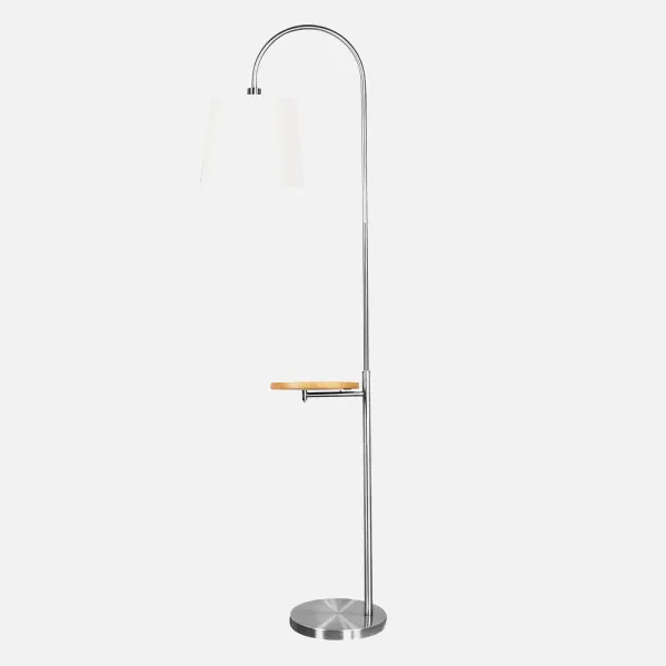 Foot Living room Marfil 1xe27 Nickel C/lampshade White C/mesita Wood Incorporated 180x30x52 Cm