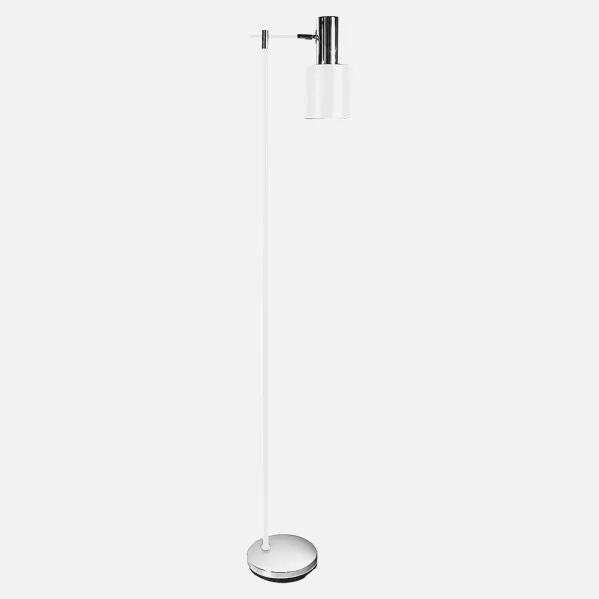 Pie De Salon Cygni 1xe27 Blanco/cromo 170x30x23 Cm Articulable Y Orientable