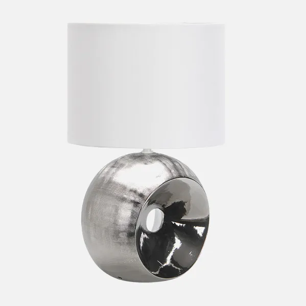 Sobremesa Ceramica Ea 1xe27 Cromo Pantalla Blanca 52x30x30 Cm