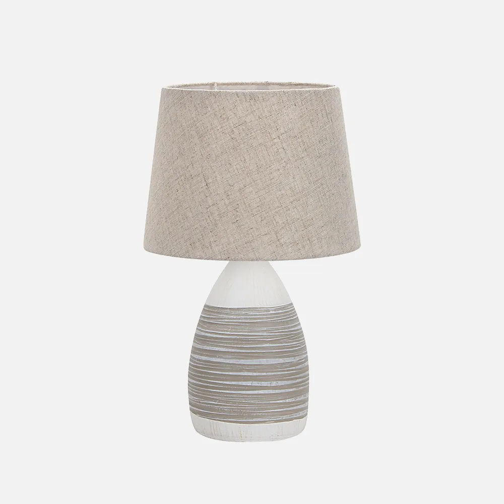 Sobremesa Ceramica Sax 1xe27 Blanca Pantalla Beis 42x25x25 Cm