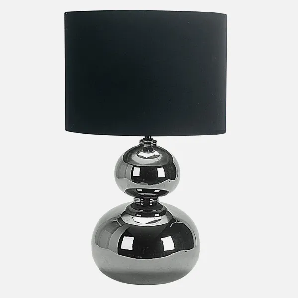 Sobremesa Ceramica Roa 1xe27 Cromo Pantalla Negra 51x30x30 Cm