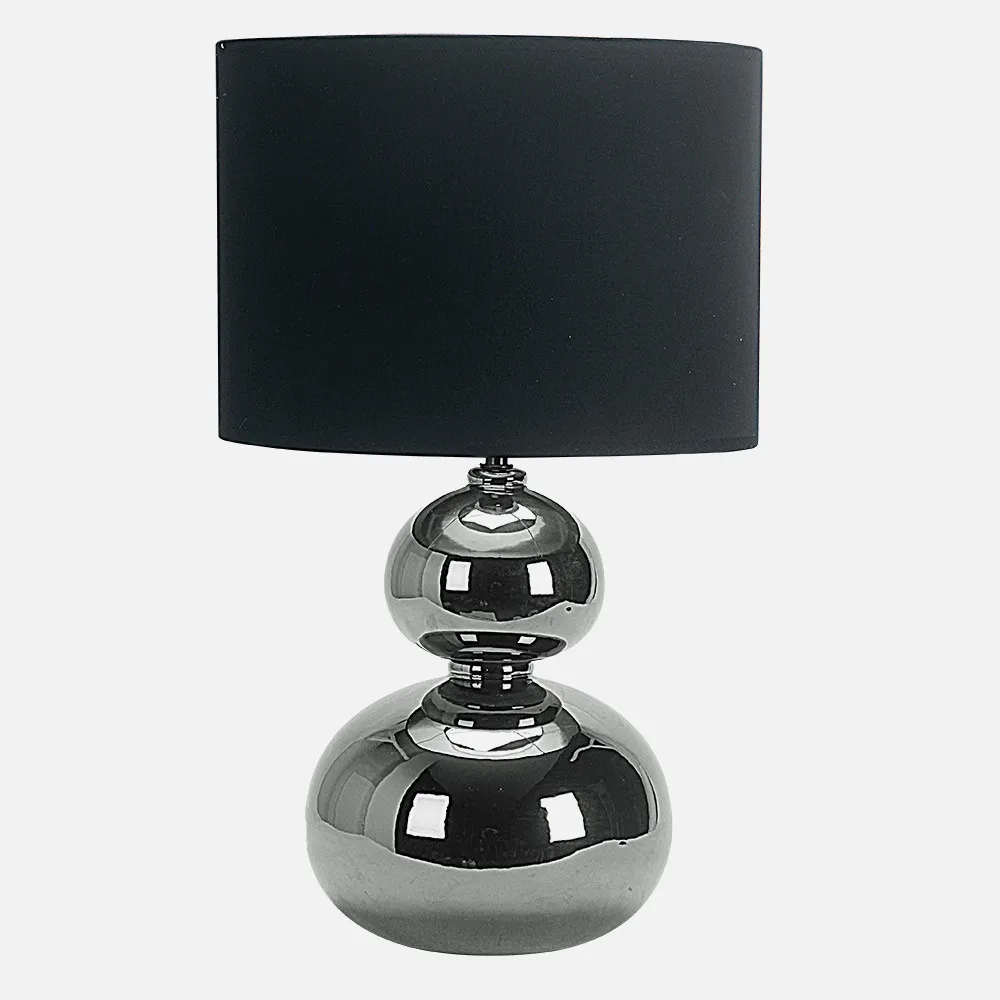 Sobremesa Ceramica Roa 1xe27 Cromo Pantalla Negra 51x30x30 Cm