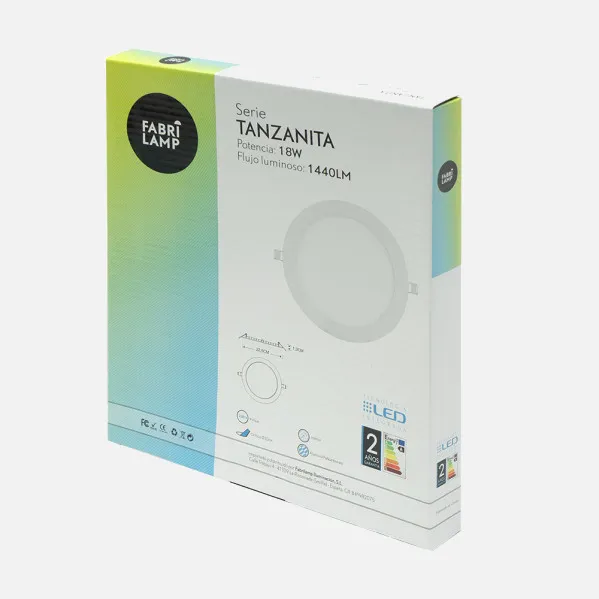 Downlight Tanzanita 18w 6500k White 1440lm 1,3x21,8x21,8 Cm Cut-out 20,5d