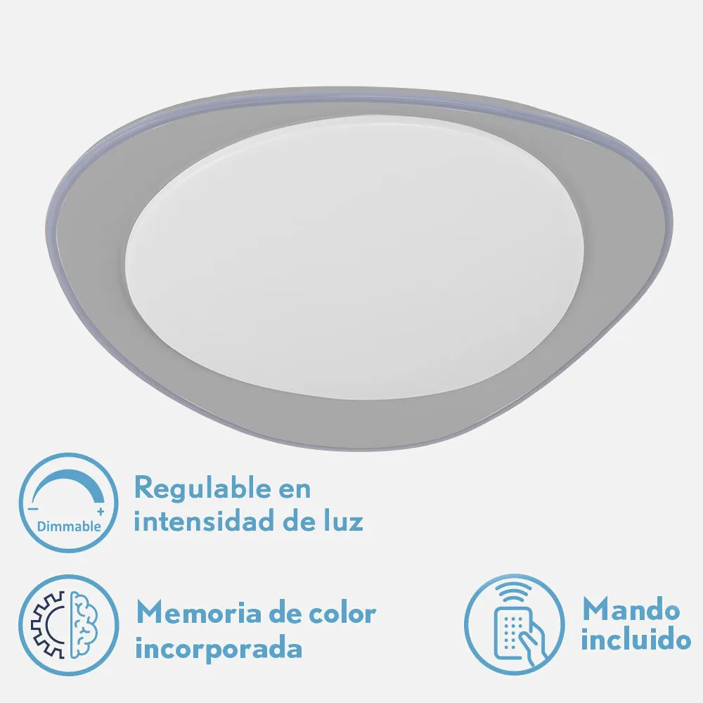 Plafon 72w Daire Gris 3000-4000-6500k 5616lm  7x55x55cm Remoto+reg.int+memoria